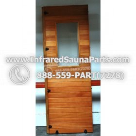 WOOD SAUNA WALLS - HEMLOCK WOOD SAUNA PANEL WITH GLASS ( 69.5" x 25" ) L R 1